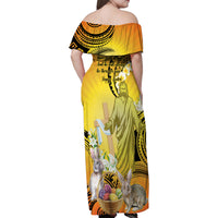Polynesia Easter Day Family Matching Off Shoulder Maxi Dress and Hawaiian Shirt He Is Risen Lilium Longiflorum Polynesian Pattern LT14 - Polynesian Pride