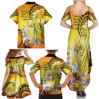 Polynesia Easter Day Family Matching Summer Maxi Dress and Hawaiian Shirt He Is Risen Lilium Longiflorum Polynesian Pattern LT14 - Polynesian Pride