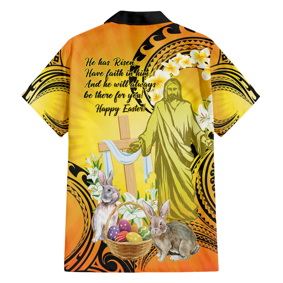 Polynesia Easter Day Family Matching Summer Maxi Dress and Hawaiian Shirt He Is Risen Lilium Longiflorum Polynesian Pattern LT14 - Polynesian Pride