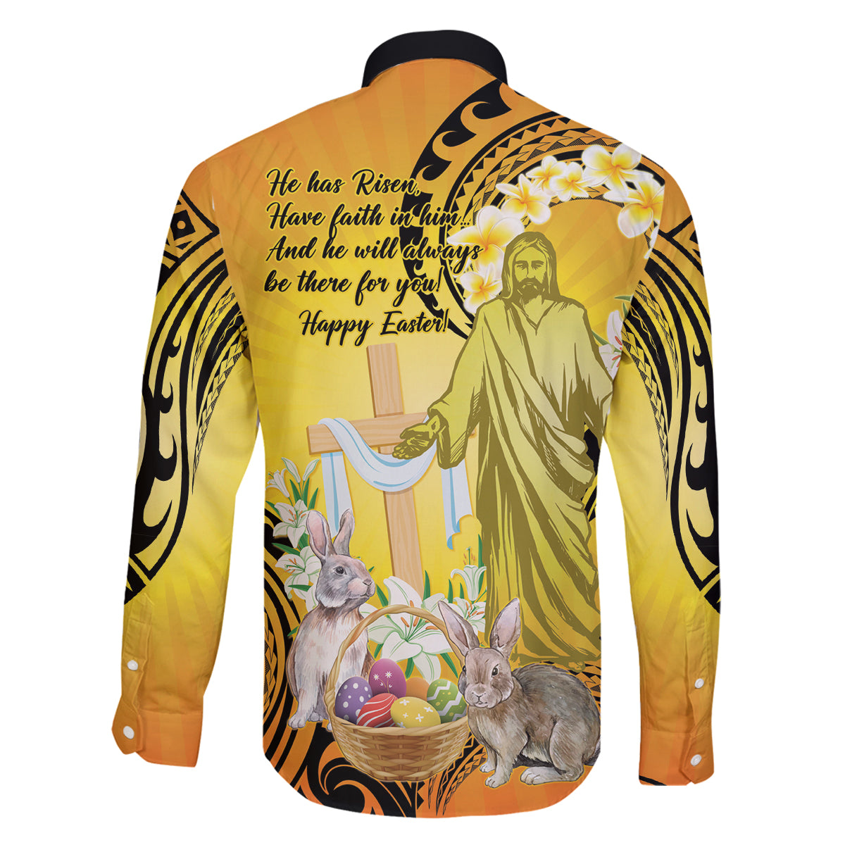 Polynesia Easter Day Family Matching Summer Maxi Dress and Hawaiian Shirt He Is Risen Lilium Longiflorum Polynesian Pattern LT14 - Polynesian Pride