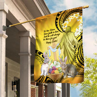Polynesia Easter Day Garden Flag He Is Risen Lilium Longiflorum Polynesian Pattern LT14 House Flag Gold - Polynesian Pride