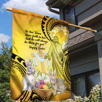 Polynesia Easter Day Garden Flag He Is Risen Lilium Longiflorum Polynesian Pattern LT14 - Polynesian Pride