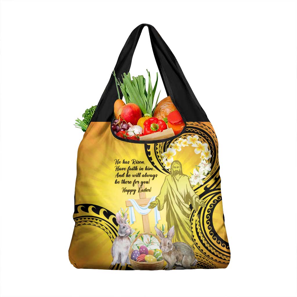 Polynesia Easter Day Grocery Bag He Is Risen Lilium Longiflorum Polynesian Pattern LT14 1-pack One Size Gold - Polynesian Pride
