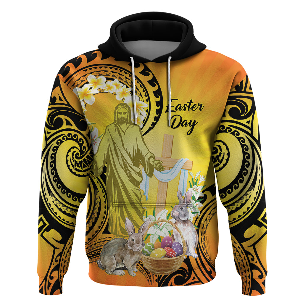 Polynesia Easter Day Hoodie He Is Risen Lilium Longiflorum Polynesian Pattern LT14 Pullover Hoodie Gold - Polynesian Pride