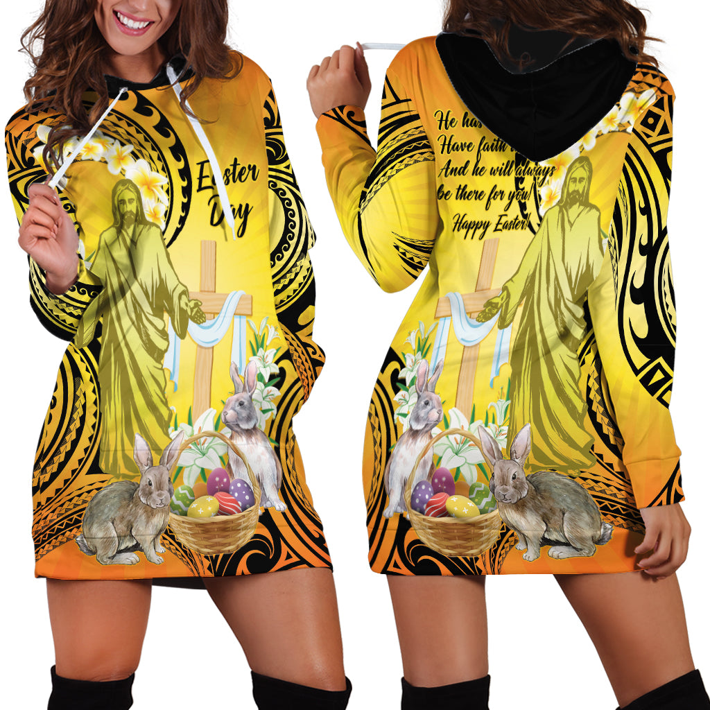 Polynesia Easter Day Hoodie Dress He Is Risen Lilium Longiflorum Polynesian Pattern LT14 - Polynesian Pride
