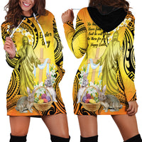 Polynesia Easter Day Hoodie Dress He Is Risen Lilium Longiflorum Polynesian Pattern LT14 - Polynesian Pride