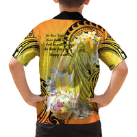 Polynesia Easter Day Kid Hawaiian Shirt He Is Risen Lilium Longiflorum Polynesian Pattern