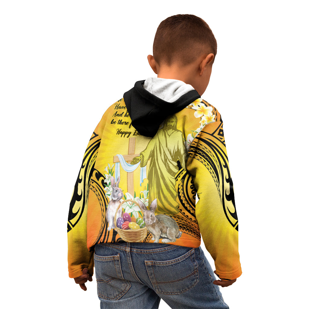Polynesia Easter Day Kid Hoodie He Is Risen Lilium Longiflorum Polynesian Pattern