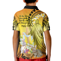 Polynesia Easter Day Kid Polo Shirt He Is Risen Lilium Longiflorum Polynesian Pattern
