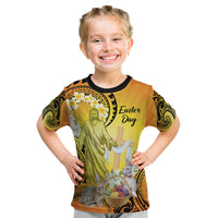 Polynesia Easter Day Kid T Shirt He Is Risen Lilium Longiflorum Polynesian Pattern