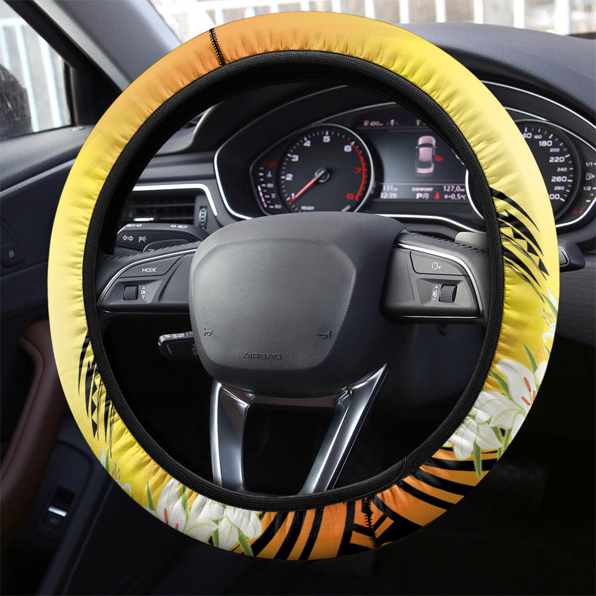 Polynesia Easter Day Steering Wheel Cover He Is Risen Lilium Longiflorum Polynesian Pattern LT14 - Polynesian Pride
