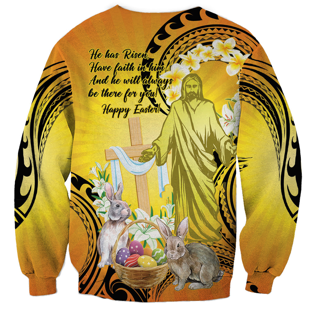 Polynesia Easter Day Sweatshirt He Is Risen Lilium Longiflorum Polynesian Pattern LT14 - Polynesian Pride