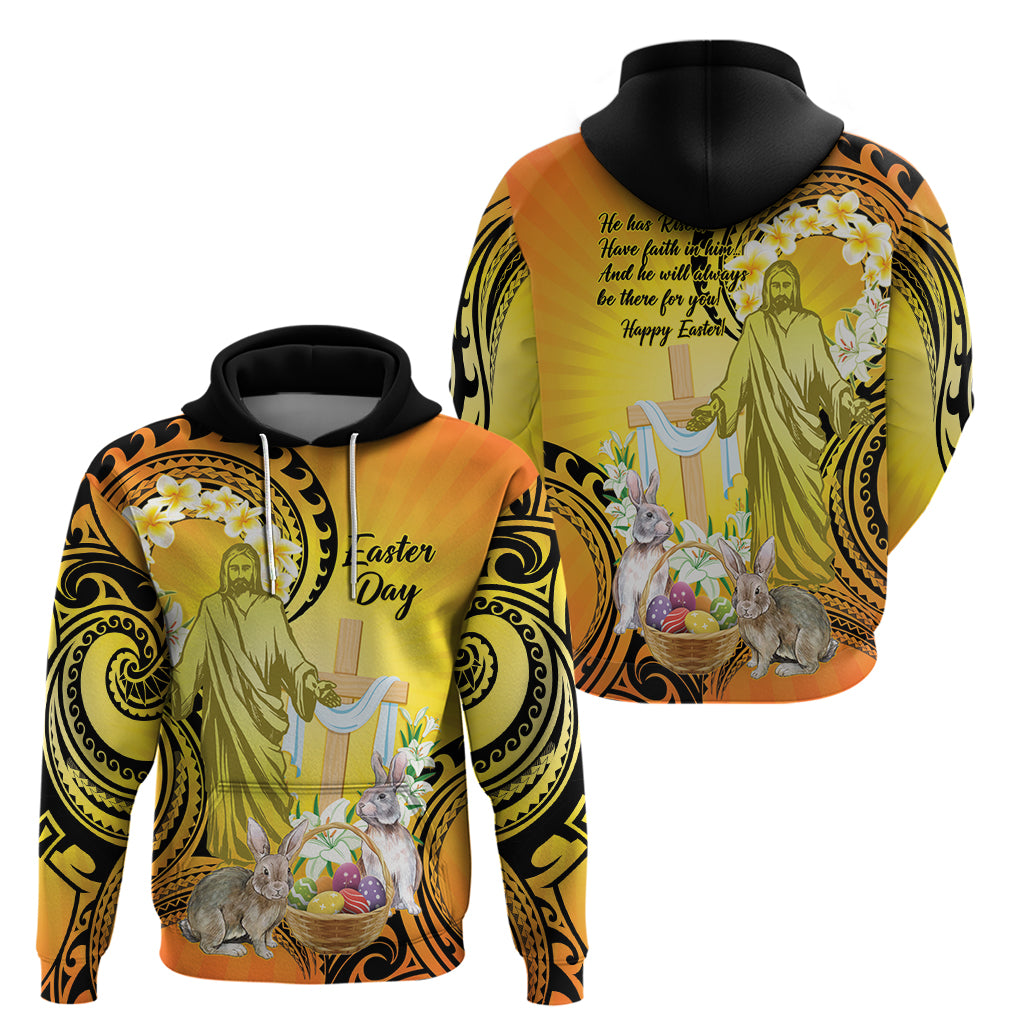 Polynesia Easter Day Zip Hoodie He Is Risen Lilium Longiflorum Polynesian Pattern