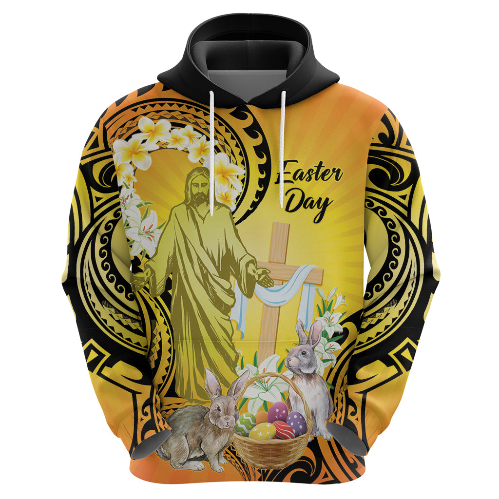 Polynesia Easter Day Zip Hoodie He Is Risen Lilium Longiflorum Polynesian Pattern