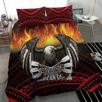 Fautasi Race Day American Samoa Bedding Set Bald Eagle Polynesian Tattoo