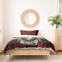 Fautasi Race Day American Samoa Bedding Set Bald Eagle Polynesian Tattoo