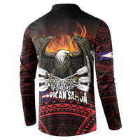 Fautasi Race Day American Samoa Button Sweatshirt Bald Eagle Polynesian Tattoo