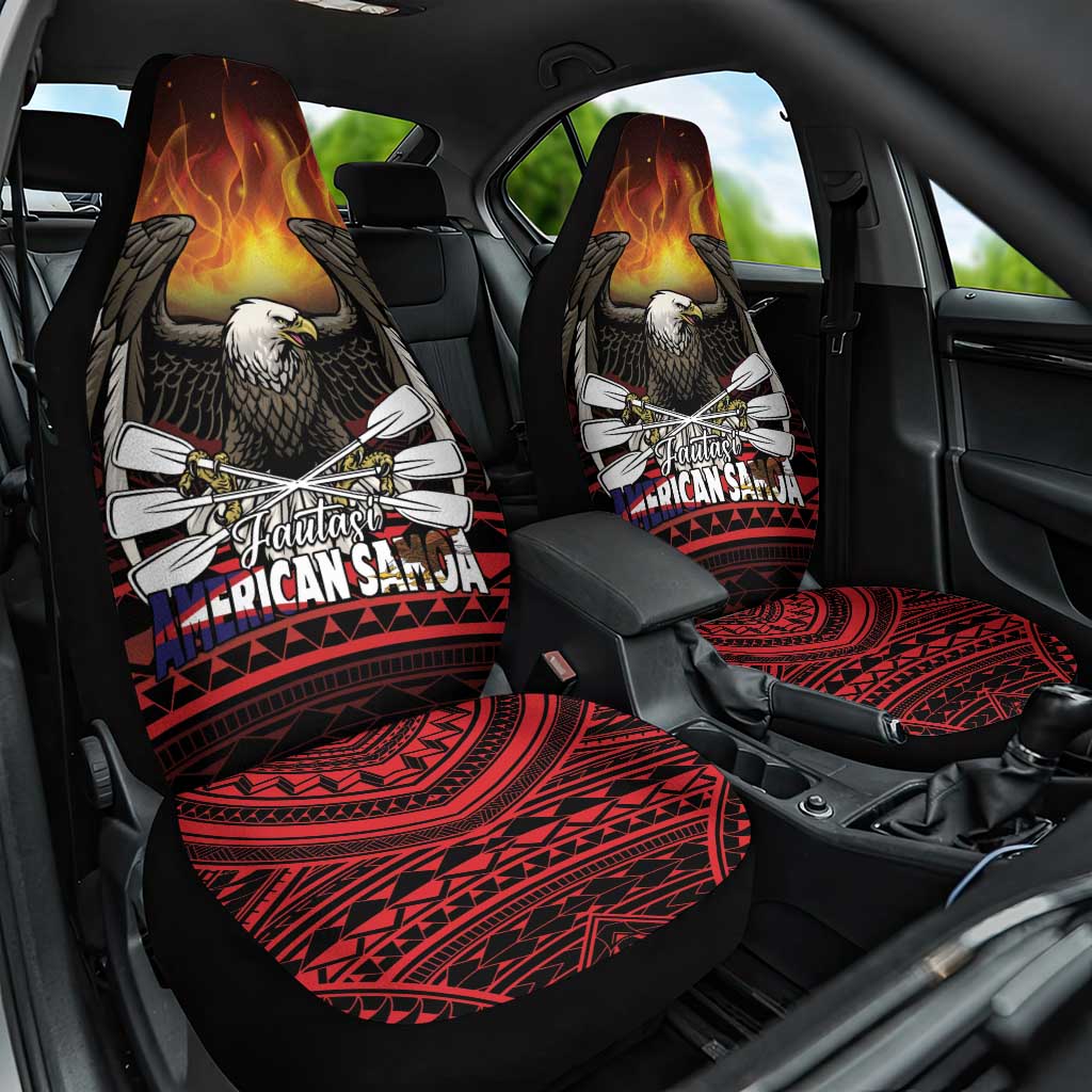 Fautasi Race Day American Samoa Car Seat Cover Bald Eagle Polynesian Tattoo