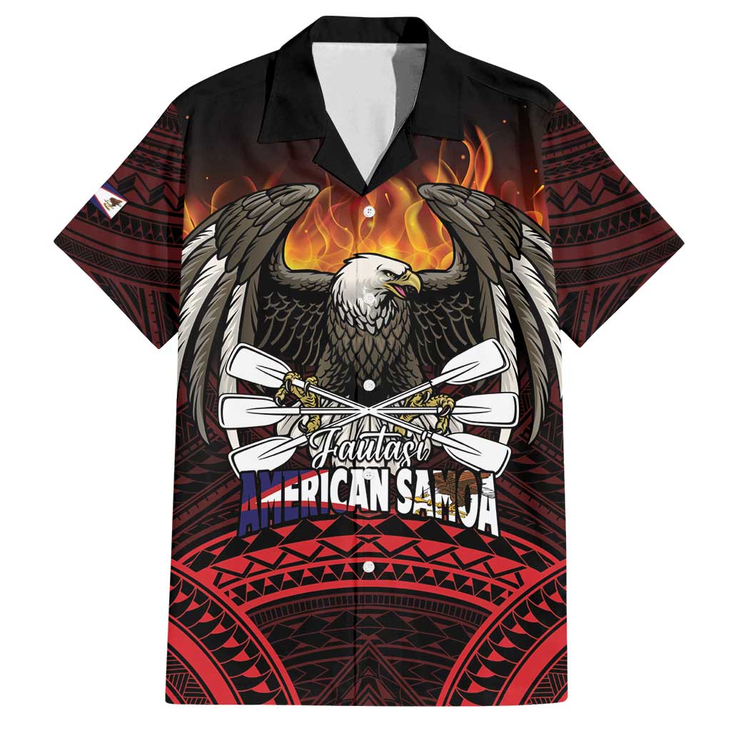 Fautasi Race Day American Samoa Family Matching Long Sleeve Bodycon Dress and Hawaiian Shirt Bald Eagle Polynesian Tattoo