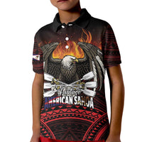 Fautasi Race Day American Samoa Kid Polo Shirt Bald Eagle Polynesian Tattoo