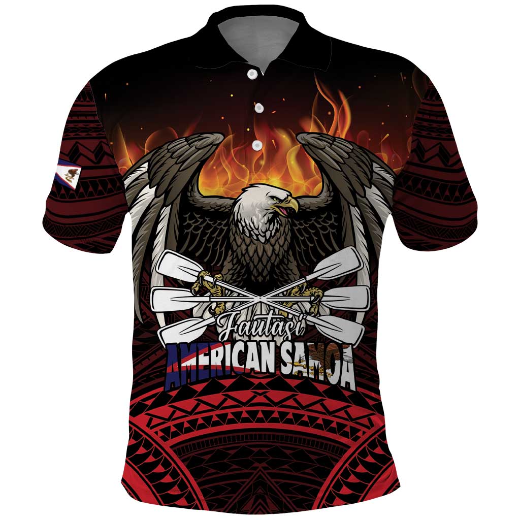 Fautasi Race Day American Samoa Polo Shirt Bald Eagle Polynesian Tattoo
