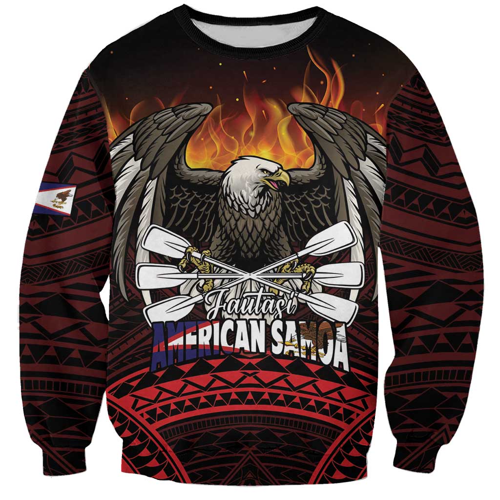 Fautasi Race Day American Samoa Sweatshirt Bald Eagle Polynesian Tattoo