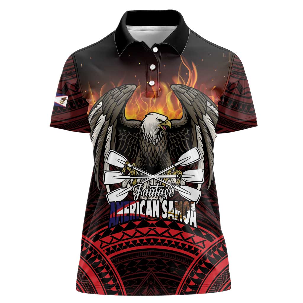 Fautasi Race Day American Samoa Women Polo Shirt Bald Eagle Polynesian Tattoo