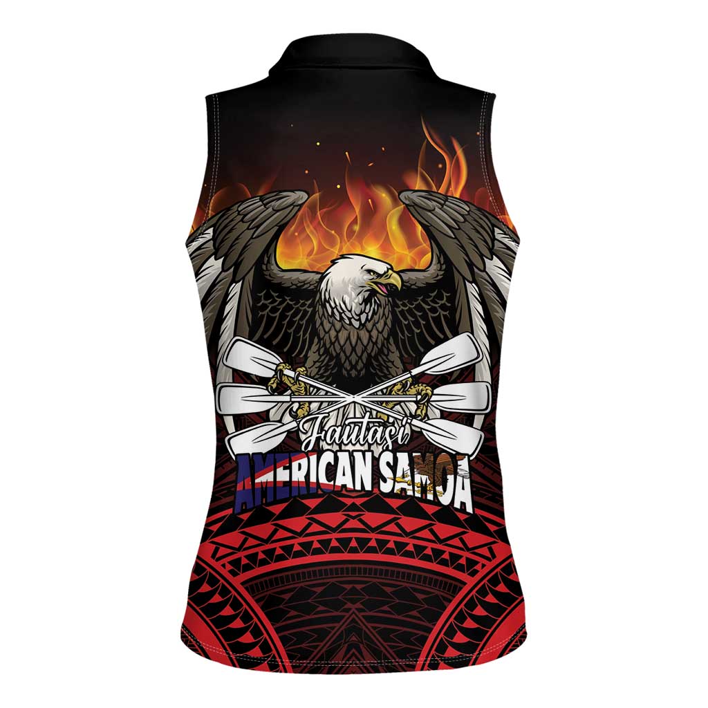Fautasi Race Day American Samoa Women Sleeveless Polo Shirt Bald Eagle Polynesian Tattoo