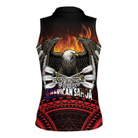 Fautasi Race Day American Samoa Women Sleeveless Polo Shirt Bald Eagle Polynesian Tattoo