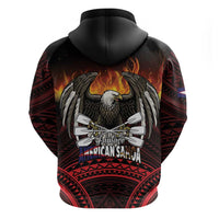 Fautasi Race Day American Samoa Zip Hoodie Bald Eagle Polynesian Tattoo