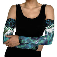 Turquoise Traditional Cloak Aotearoa Arm Sleeves Maori Paua Shell Korowai Pattern - Polynesian Pride