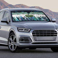 Turquoise Traditional Cloak Aotearoa Auto Sun Shade Maori Paua Shell Korowai Pattern - Polynesian Pride