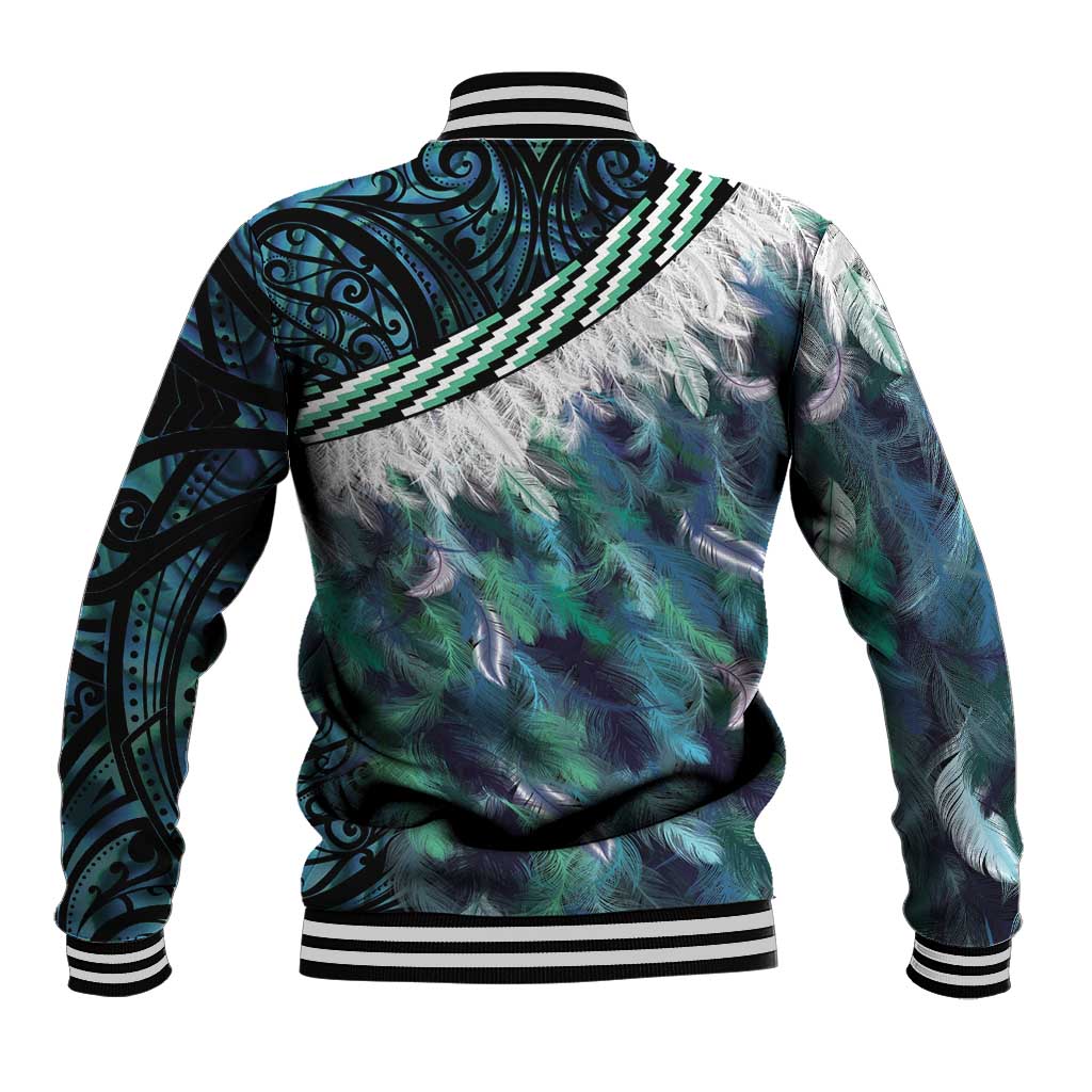 Turquoise Traditional Cloak Aotearoa Baseball Jacket Maori Paua Shell Korowai Pattern LT14 - Polynesian Pride
