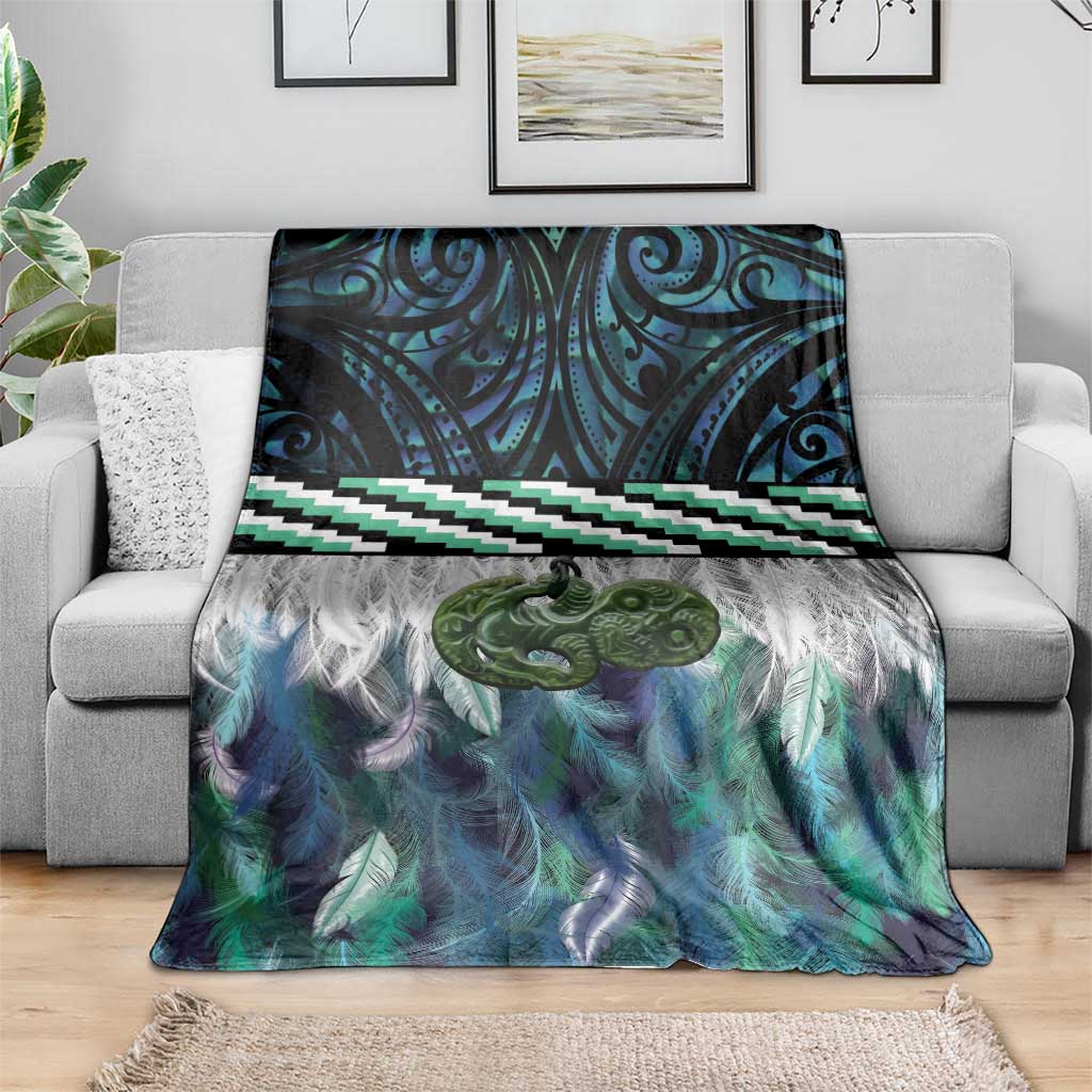 Turquoise Traditional Cloak Aotearoa Blanket Maori Paua Shell Korowai Pattern LT14 - Polynesian Pride