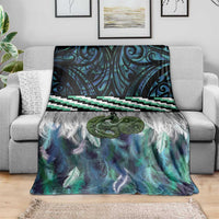 Turquoise Traditional Cloak Aotearoa Blanket Maori Paua Shell Korowai Pattern LT14 - Polynesian Pride