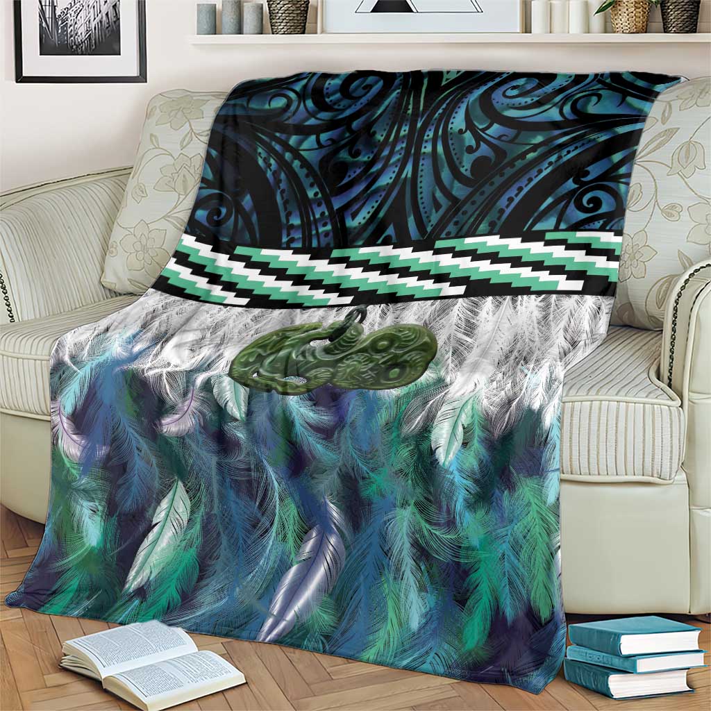 Turquoise Traditional Cloak Aotearoa Blanket Maori Paua Shell Korowai Pattern LT14 - Polynesian Pride