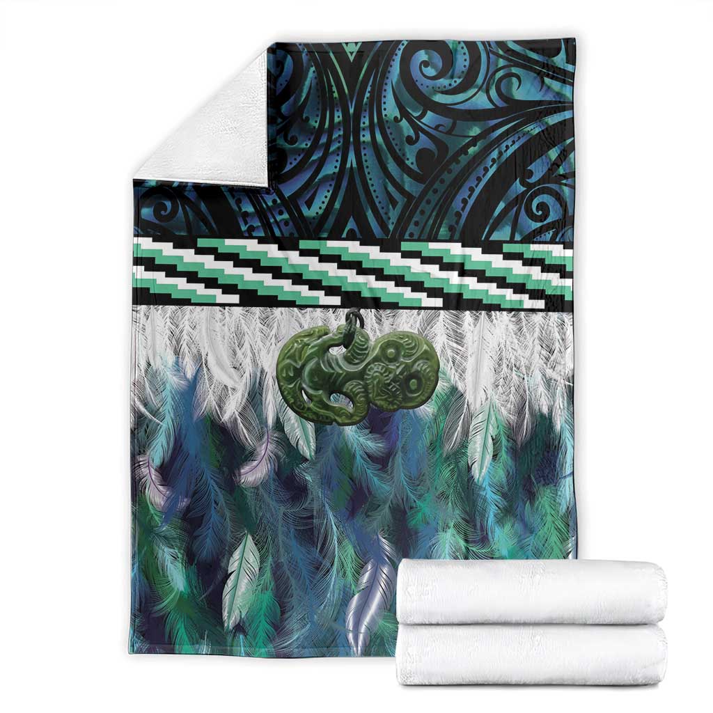 Turquoise Traditional Cloak Aotearoa Blanket Maori Paua Shell Korowai Pattern LT14 - Polynesian Pride