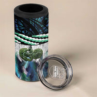 Turquoise Traditional Cloak Aotearoa 4 in 1 Can Cooler Tumbler Maori Paua Shell Korowai Pattern LT14 - Polynesian Pride