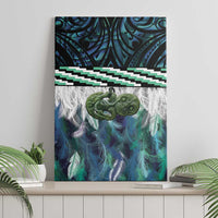 Turquoise Traditional Cloak Aotearoa Canvas Wall Art Maori Paua Shell Korowai Pattern LT14 - Polynesian Pride