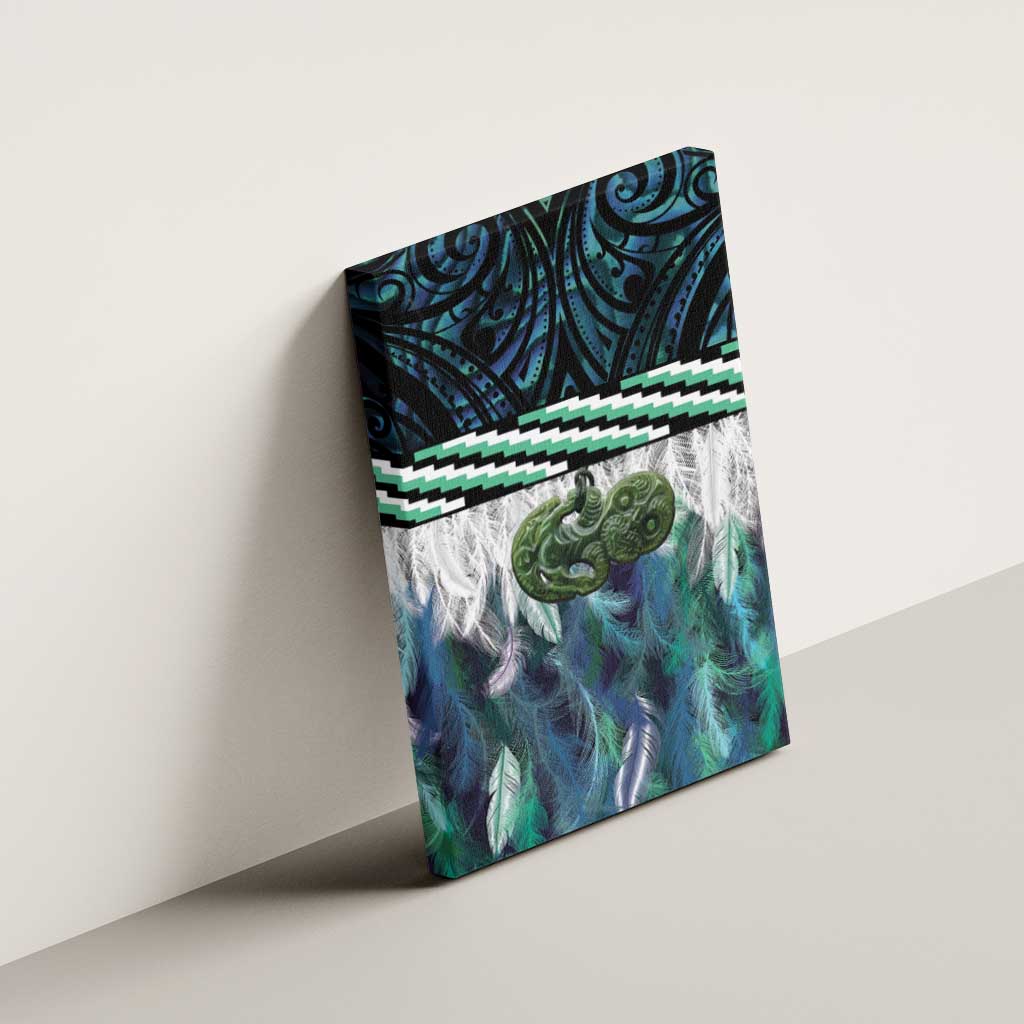 Turquoise Traditional Cloak Aotearoa Canvas Wall Art Maori Paua Shell Korowai Pattern LT14 - Polynesian Pride