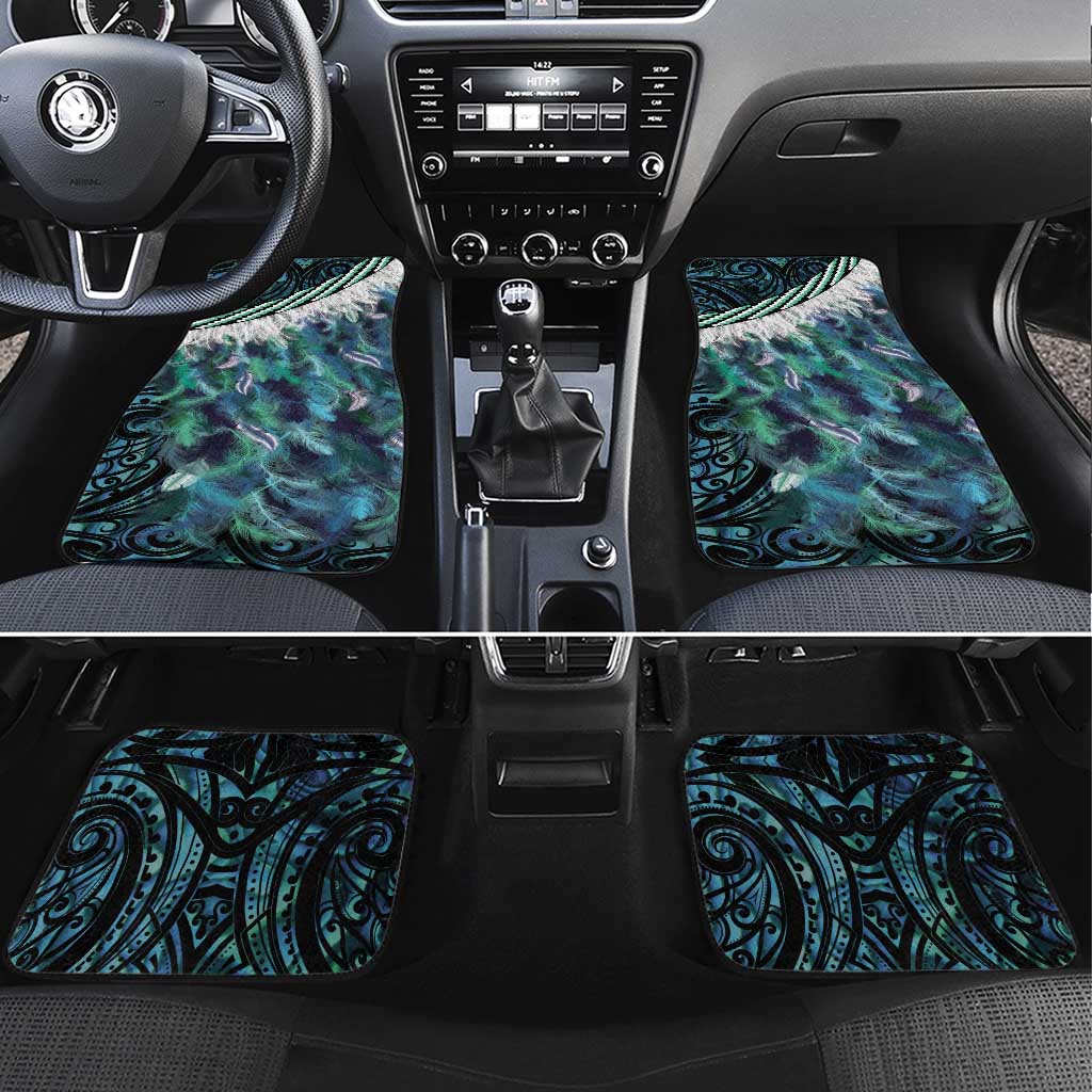 Turquoise Traditional Cloak Aotearoa Car Mats Maori Paua Shell Korowai Pattern LT14 Set 4pcs Turquoise - Polynesian Pride