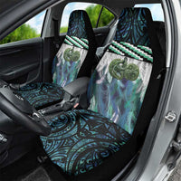 Turquoise Traditional Cloak Aotearoa Car Seat Cover Maori Paua Shell Korowai Pattern