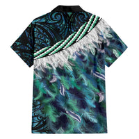 Turquoise Traditional Cloak Aotearoa Family Matching Long Sleeve Bodycon Dress and Hawaiian Shirt Maori Paua Shell Korowai Pattern