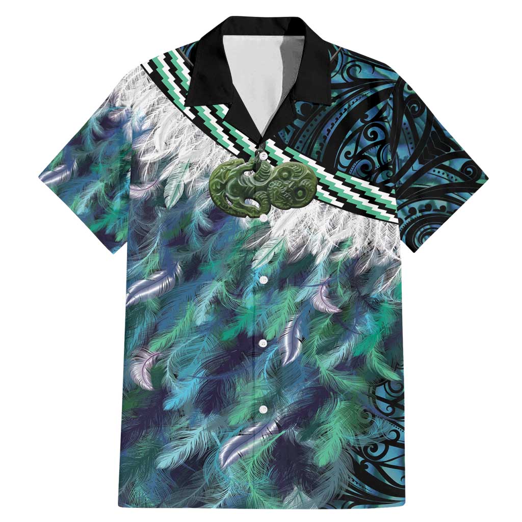 Turquoise Traditional Cloak Aotearoa Family Matching Mermaid Dress and Hawaiian Shirt Maori Paua Shell Korowai Pattern