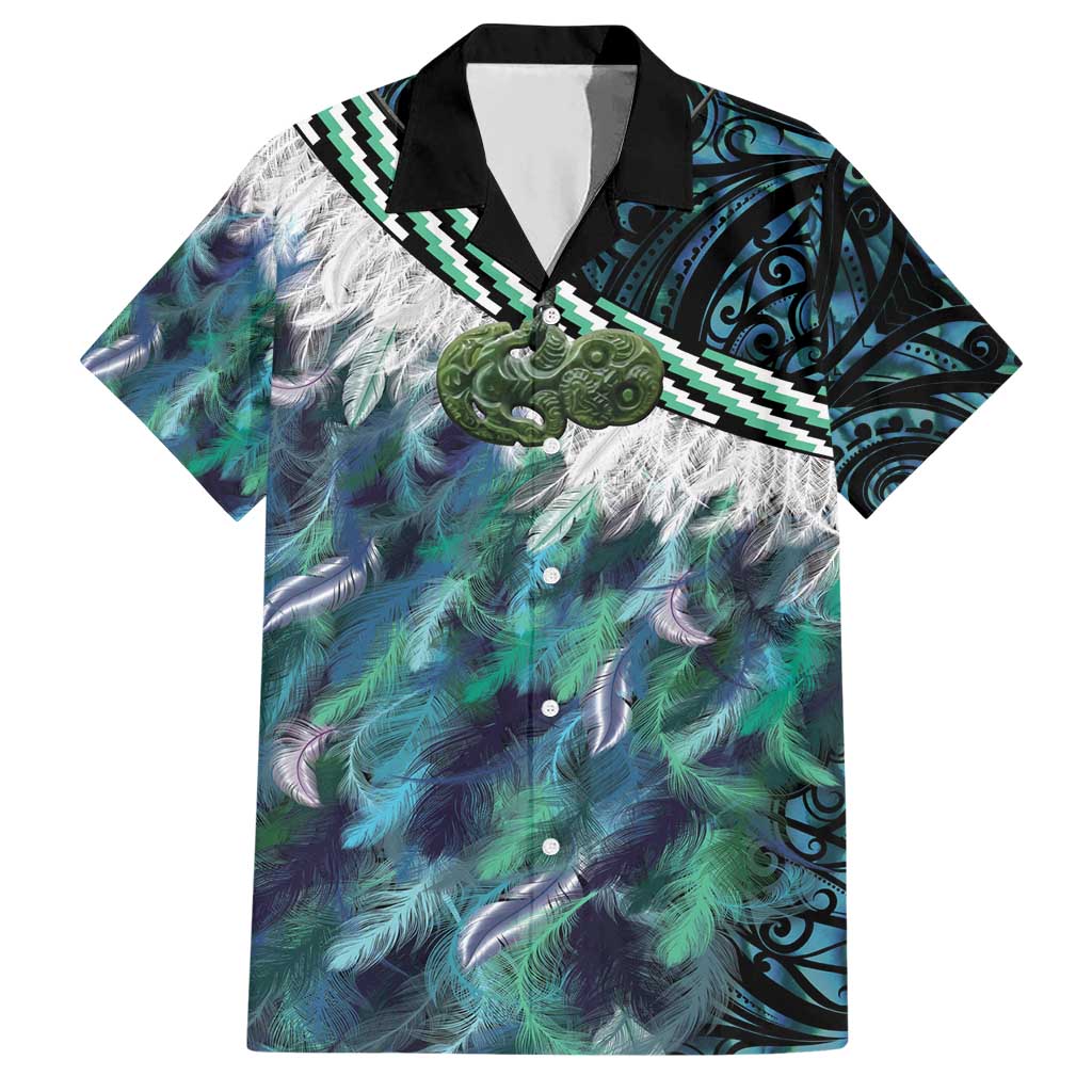 Turquoise Traditional Cloak Aotearoa Hawaiian Shirt Maori Paua Shell Korowai Pattern LT14 Turquoise - Polynesian Pride