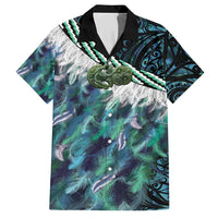 Turquoise Traditional Cloak Aotearoa Hawaiian Shirt Maori Paua Shell Korowai Pattern LT14 Turquoise - Polynesian Pride