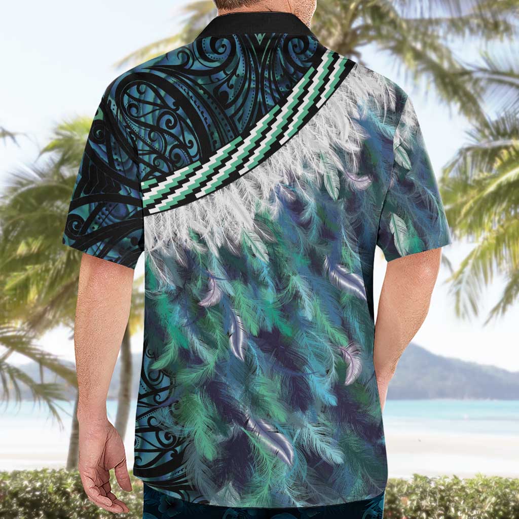 Turquoise Traditional Cloak Aotearoa Hawaiian Shirt Maori Paua Shell Korowai Pattern LT14 - Polynesian Pride