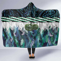 Turquoise Traditional Cloak Aotearoa Hooded Blanket Maori Paua Shell Korowai Pattern LT14 One Size Turquoise - Polynesian Pride