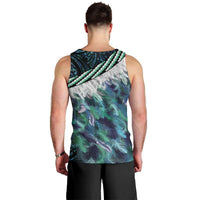 Turquoise Traditional Cloak Aotearoa Men Tank Top Maori Paua Shell Korowai Pattern LT14 - Polynesian Pride