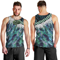 Turquoise Traditional Cloak Aotearoa Men Tank Top Maori Paua Shell Korowai Pattern LT14 - Polynesian Pride